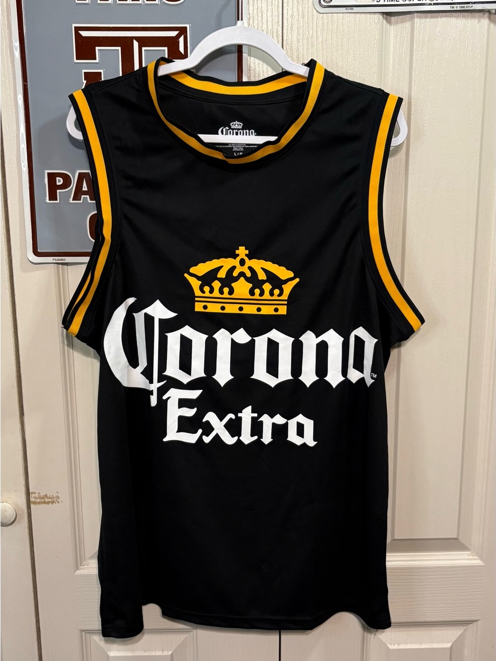 Corona Black and Yellow Logo Basketball Jersey